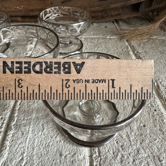 VINTAGE STERLING SILVER OVERLAY GLASS MASTER SALT CELLAR set of 6 (51) - Picture 5 of 6